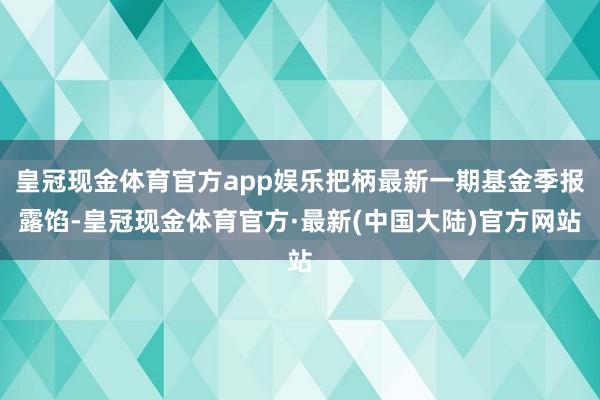 皇冠现金体育官方app娱乐把柄最新一期基金季报露馅-皇冠现金体育官方·最新(中国大陆)官方网站